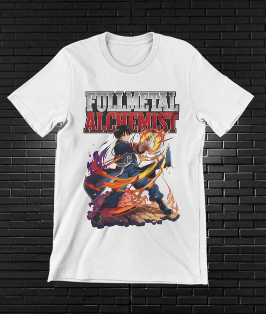 Camiseta Fullmetal Alchemist – Edward Elric en acción · Blanca