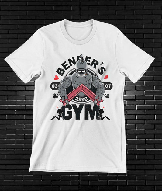 Camiseta Gym Fitness – Beginner's Gym · escudo · Blanca