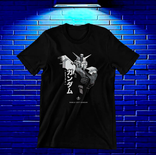 Camiseta Gundam – Unidad Gundam en blanco y negro · Negra