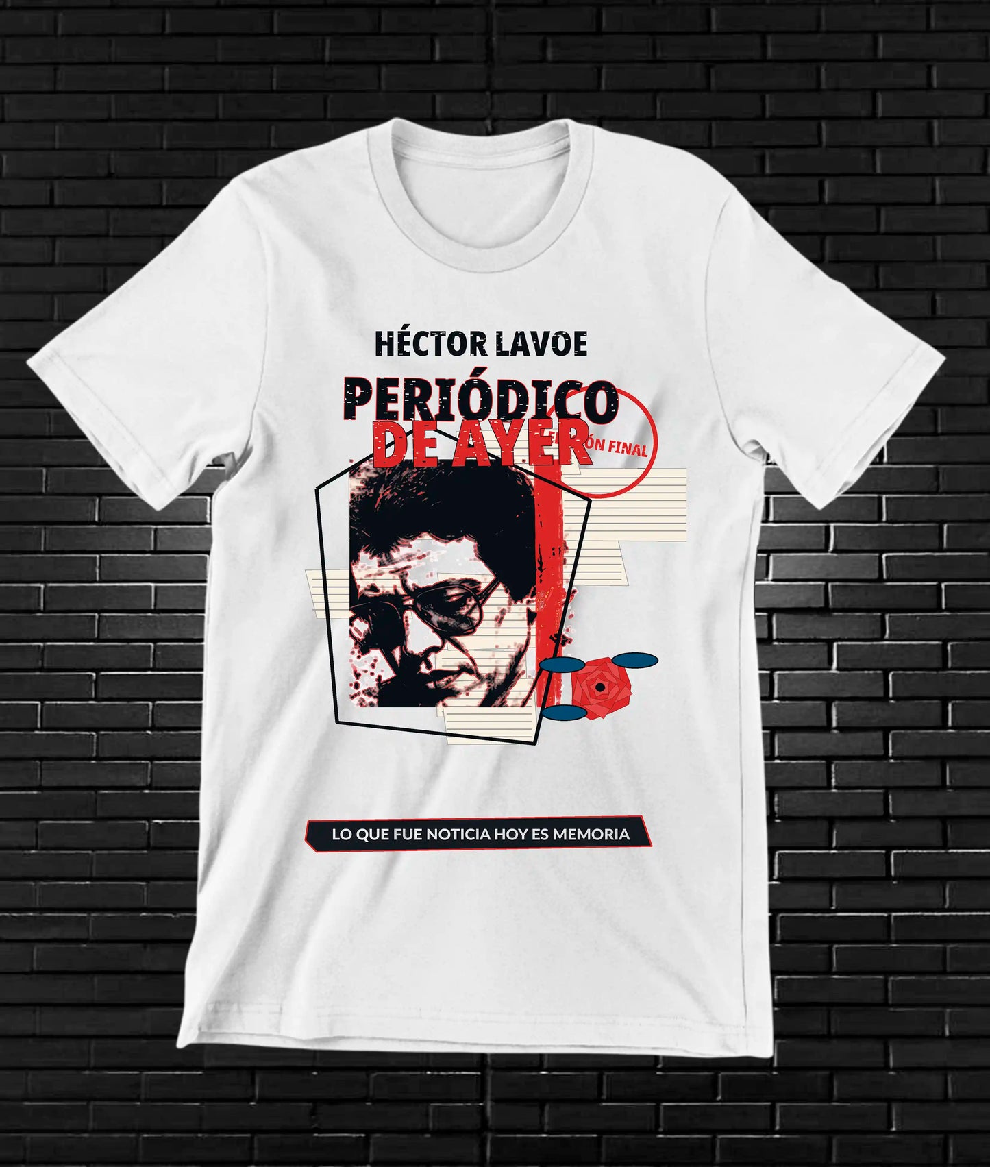 Camiseta Héctor Lavoe BAMOR diseño CAVOX color Blanco