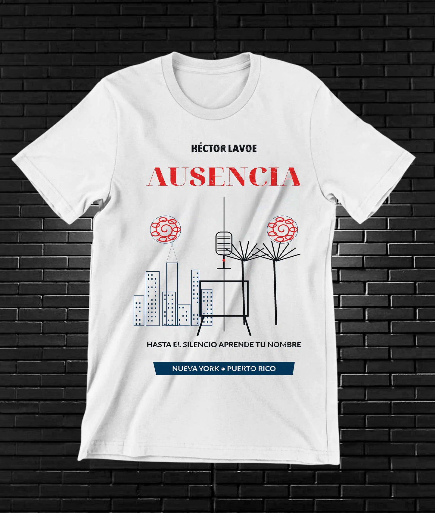 Camiseta Héctor Lavoe BAMOR diseño MERON color Blanco