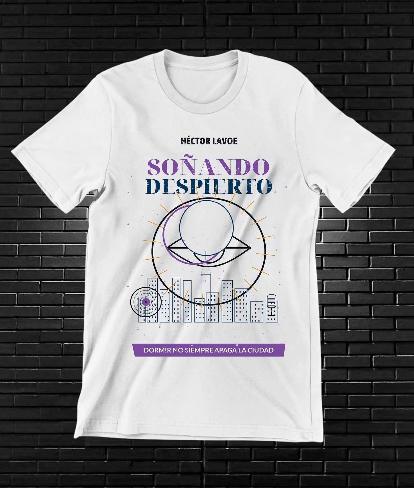 Camiseta Héctor Lavoe BAMOR diseño NIVRA color Blanco