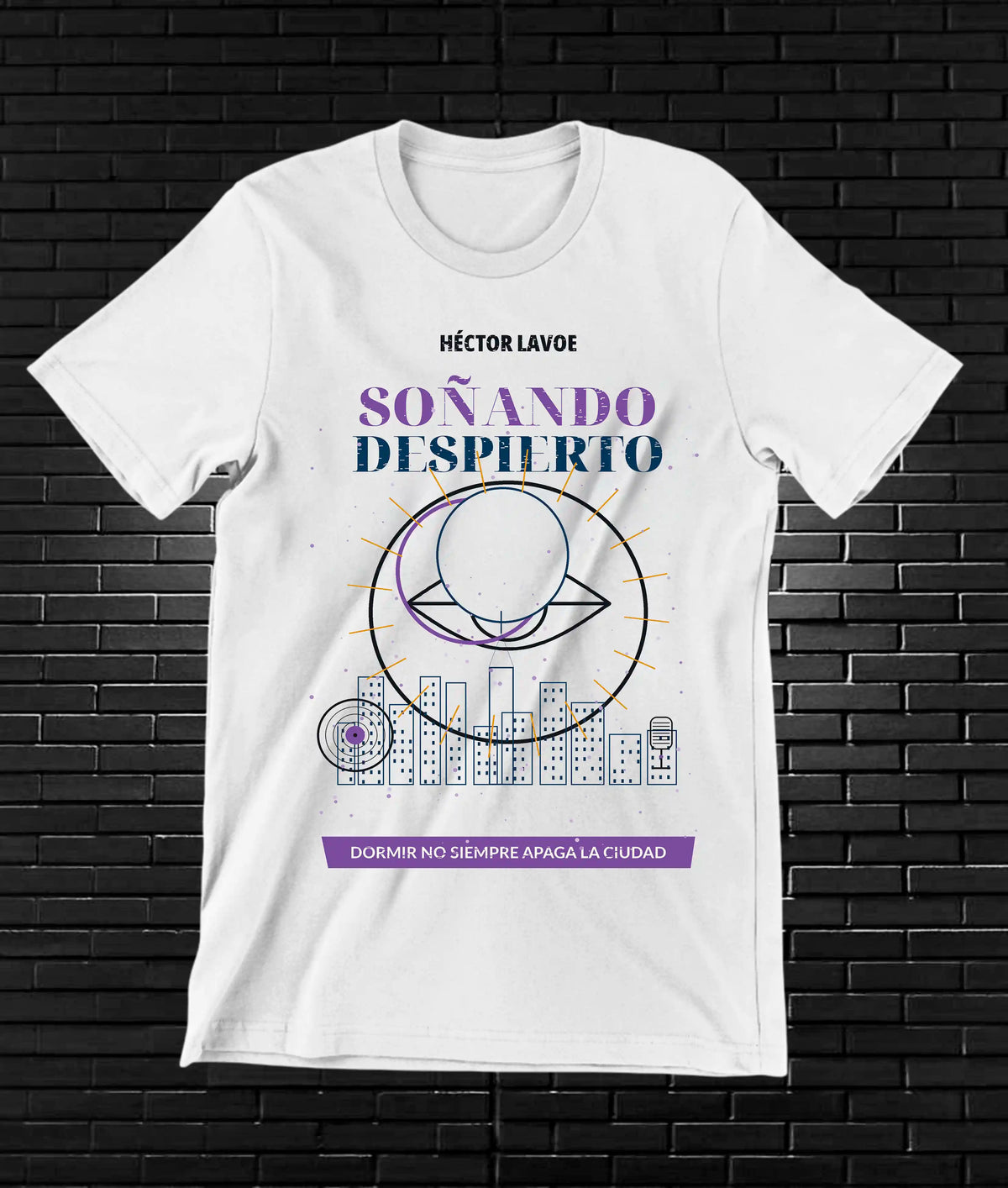 Camiseta Héctor Lavoe BAMOR diseño NIVRA color Blanco