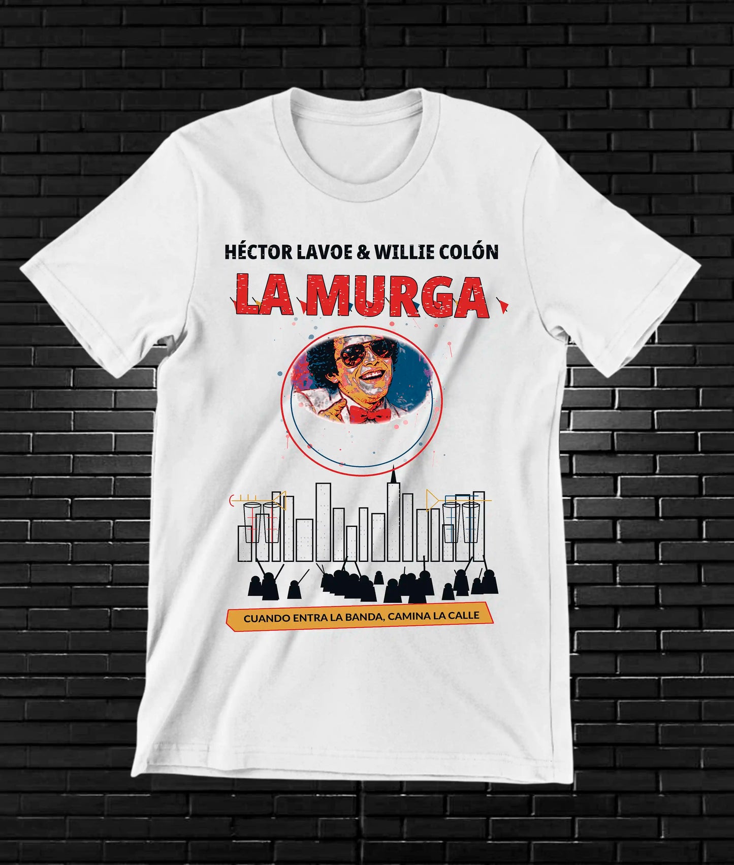 Camiseta Héctor Lavoe CAMINE diseño BAREN color Blanco