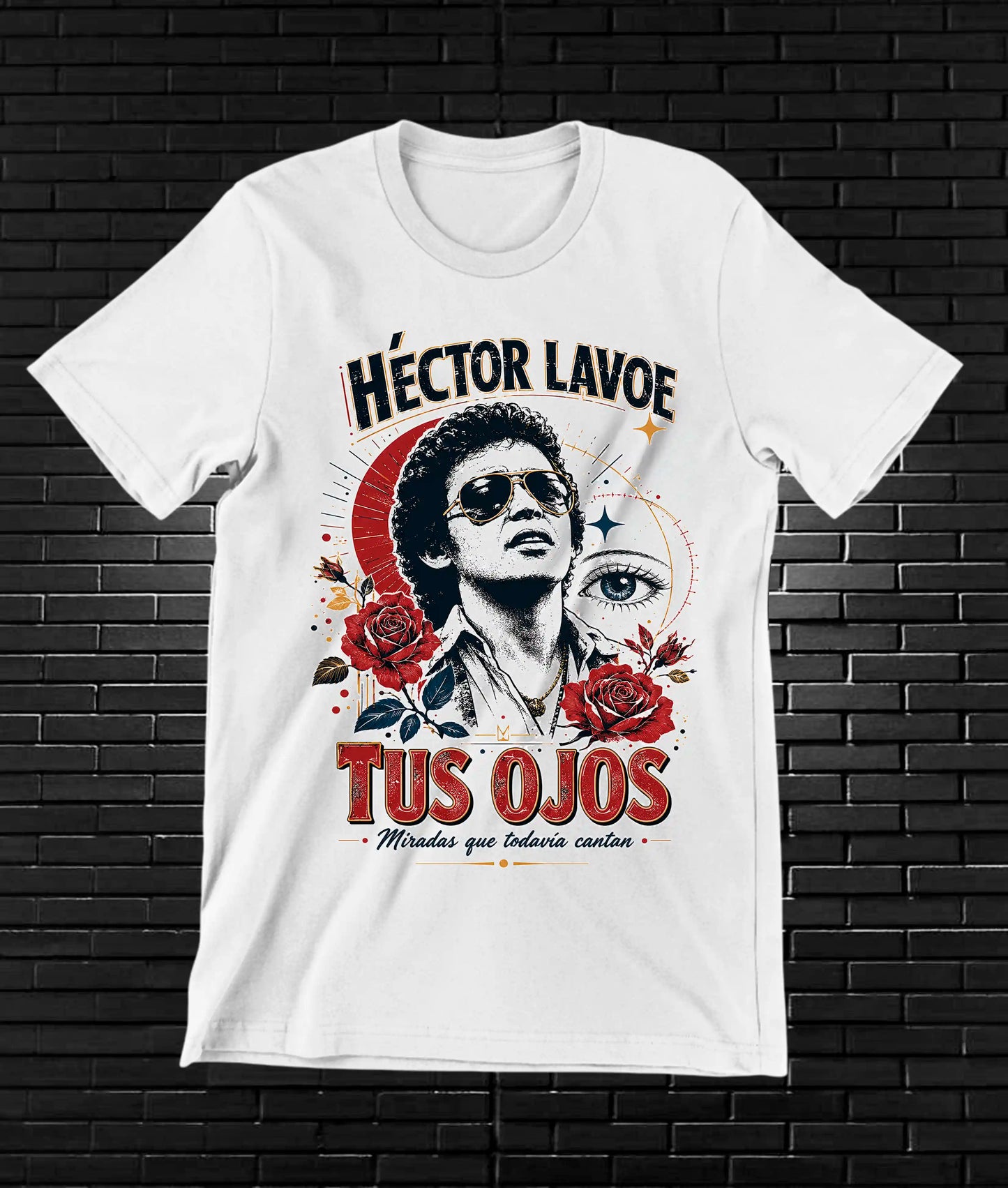 Camiseta Héctor Lavoe NIMOR diseño CAVOX color Blanco