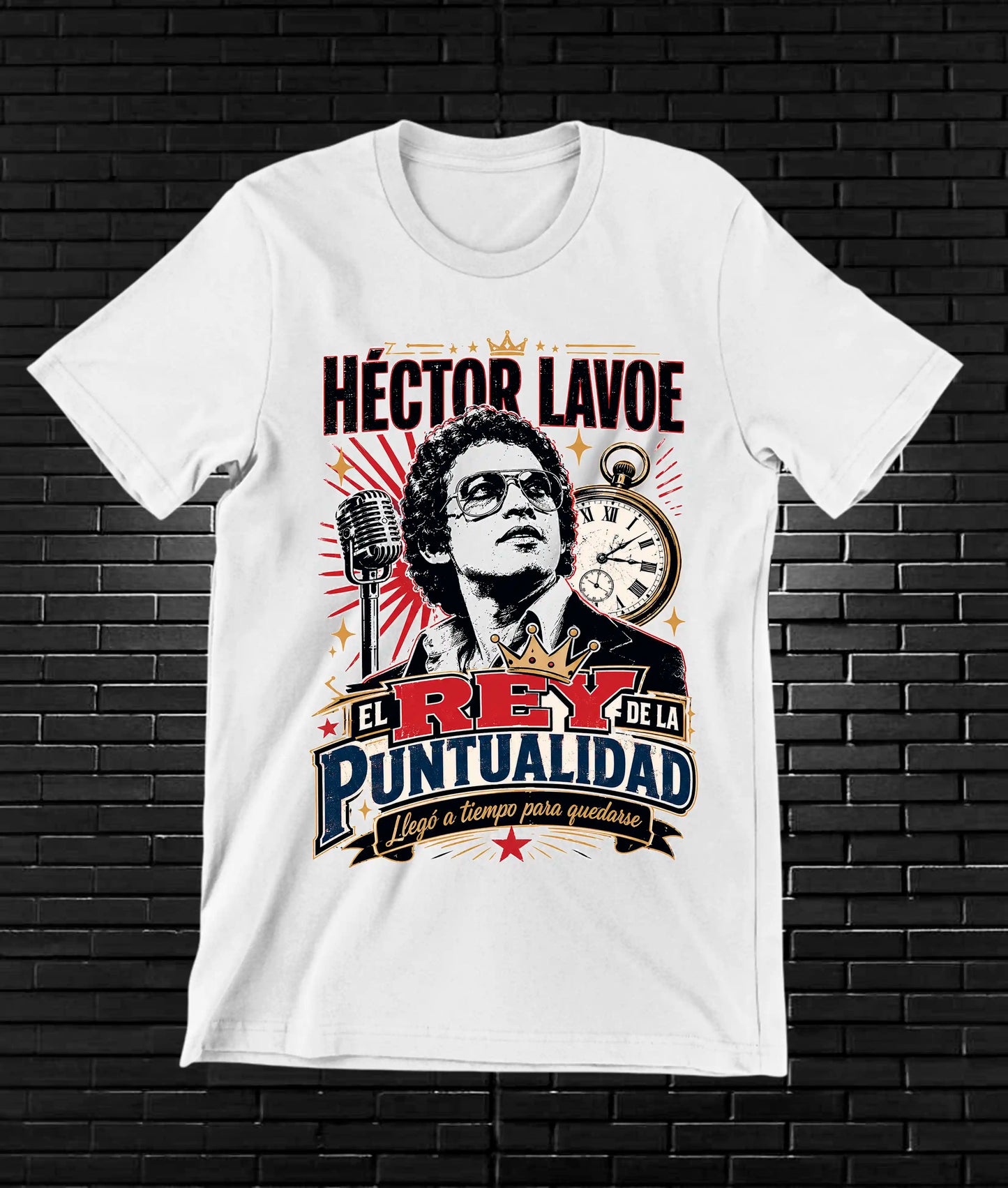 Camiseta Héctor Lavoe NIMOR diseño MERON color Blanco