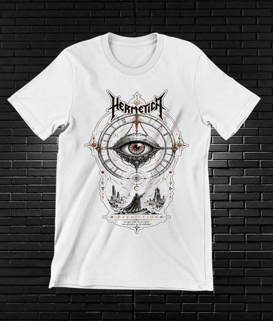 Camiseta Hermética – Ojo geométrico · Blanca