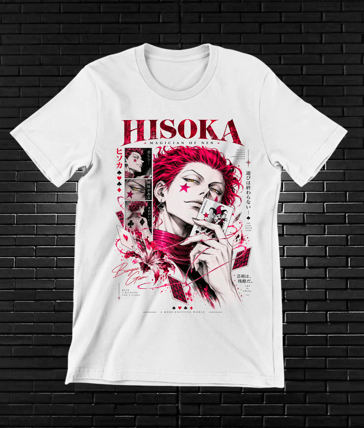 Camiseta Hunter x Hunter Hisoka BAMOR - MERON Blanco