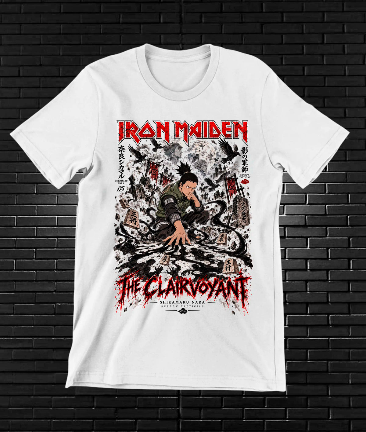Camiseta Iron Maiden x Naruto – BAMOR – Diseño CAVOX – Blanco