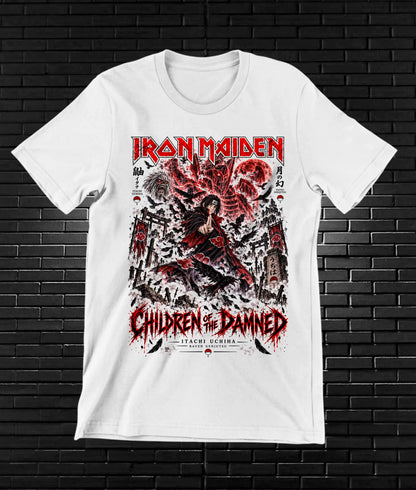 Camiseta Iron Maiden x Naruto – CAMINE – Diseño BANIX – Blanco