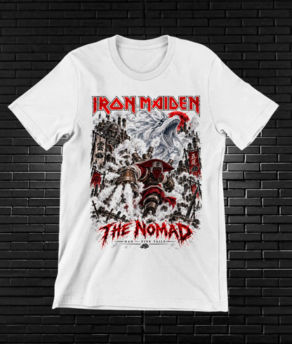 Camiseta Iron Maiden x Naruto – CAMINE – Diseño BAREN – Blanco