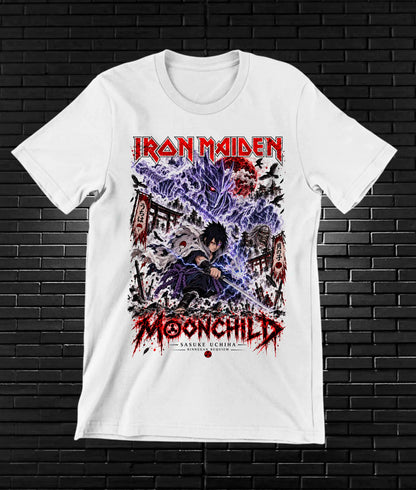Camiseta Iron Maiden x Naruto – CAMINE – Diseño CAVOX – Blanco