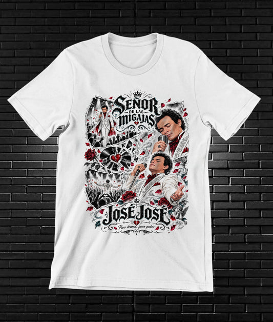 Camiseta José José – BAMOR – Diseño BANIX – Blanco