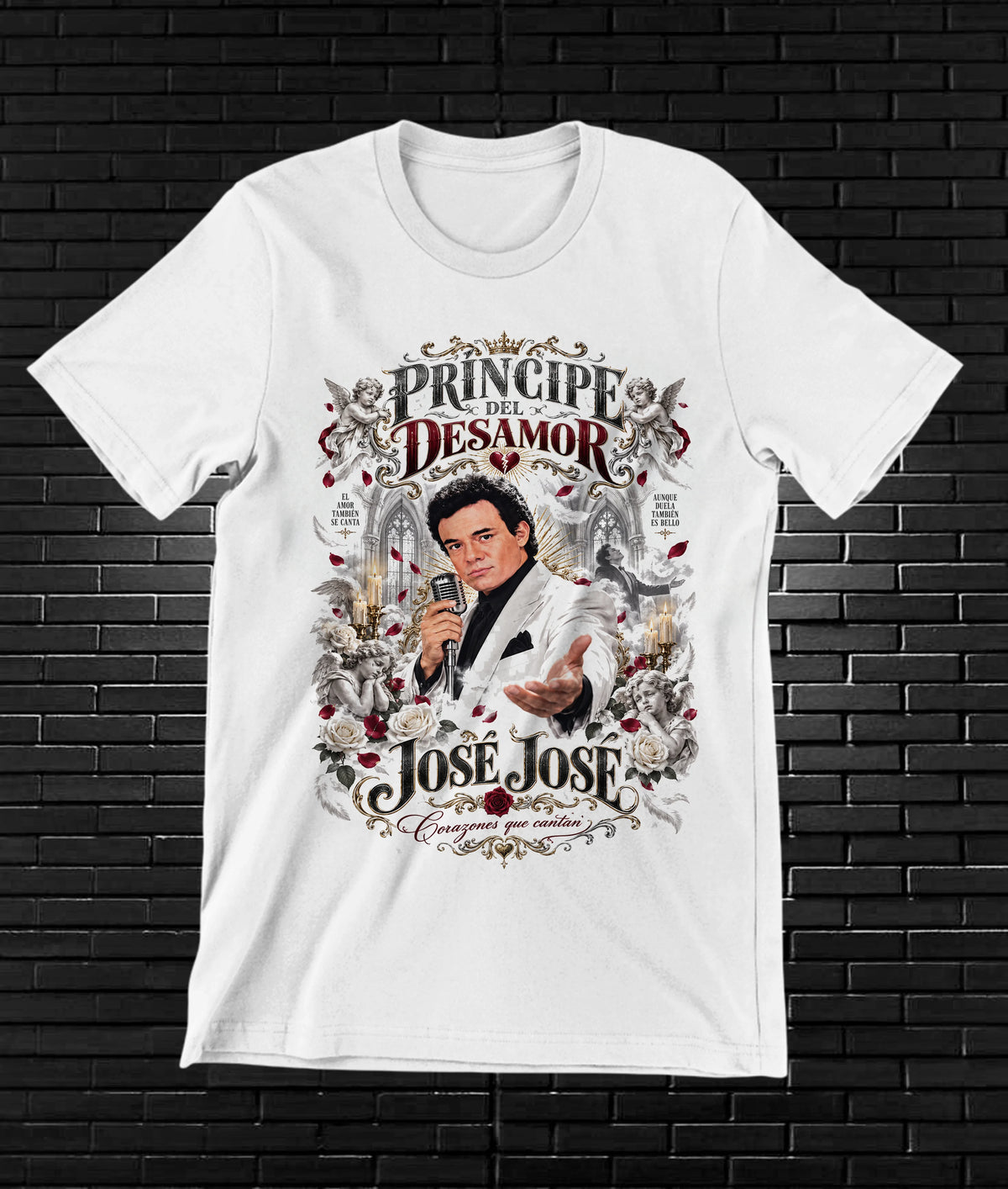 Camiseta José José – BAMOR – Diseño MERON – Blanco