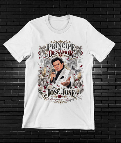 Camiseta José José – BAMOR – Diseño MERON – Blanco