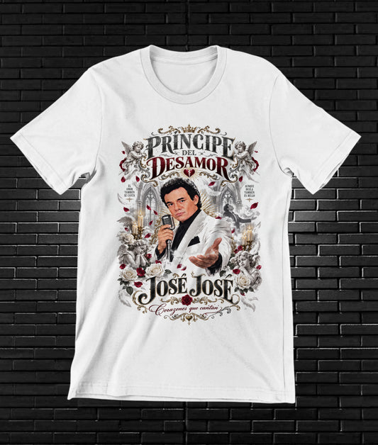 Camiseta José José – BAMOR – Diseño MERON – Blanco
