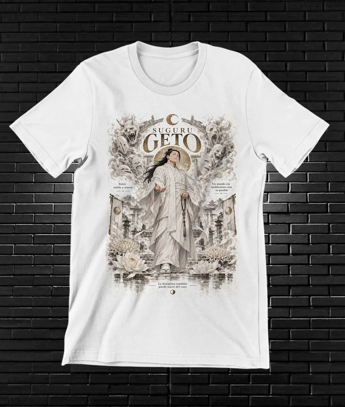Camiseta Jujutsu Kaisen Geto – BAMOR – Diseño BANIX – Blanco