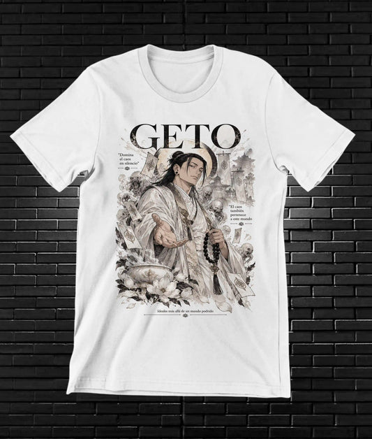 Camiseta Jujutsu Kaisen Geto – BAMOR – Diseño BAREN – Blanco