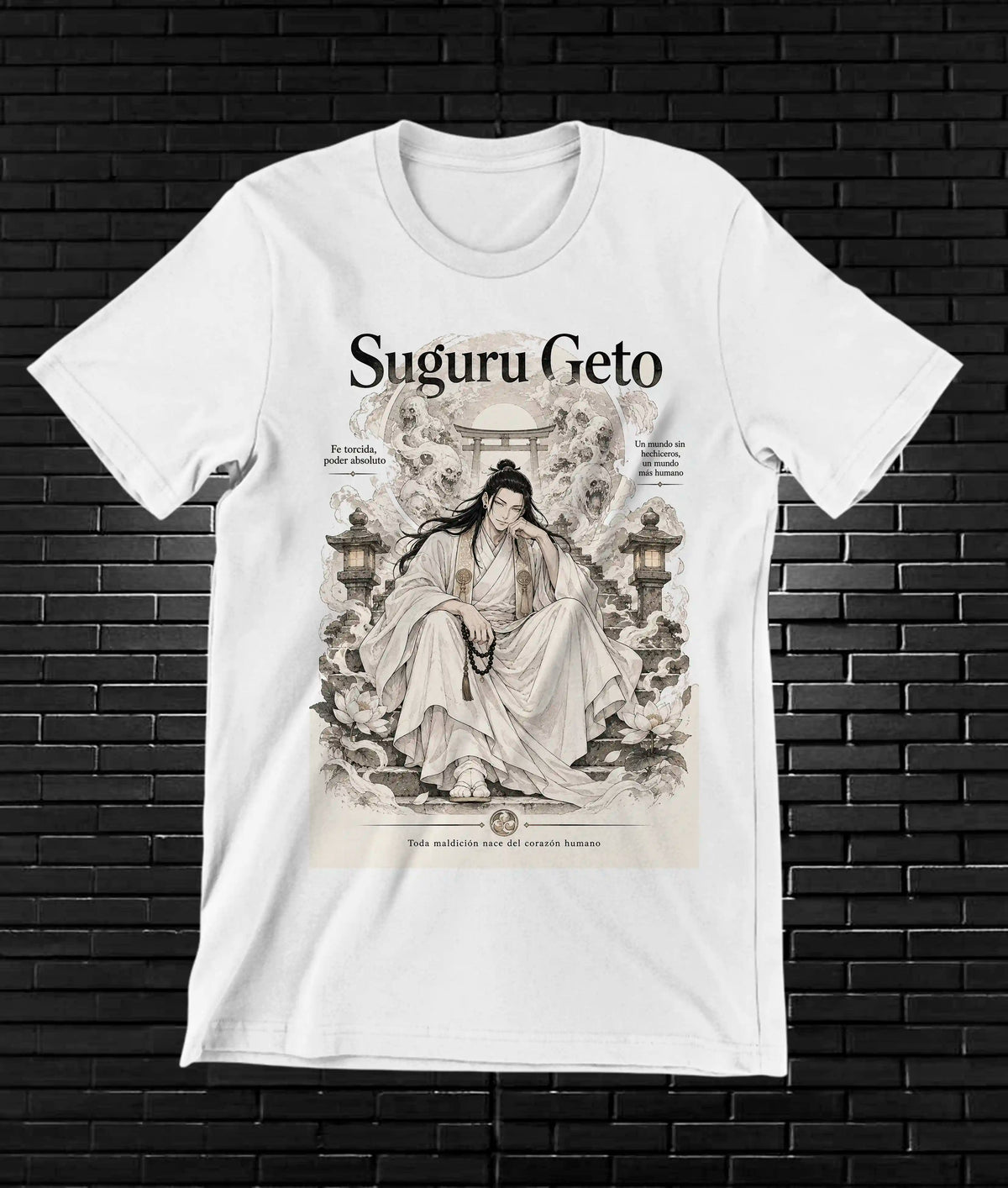 Camiseta Jujutsu Kaisen Geto – BAMOR – Diseño NIVRA – Blanco