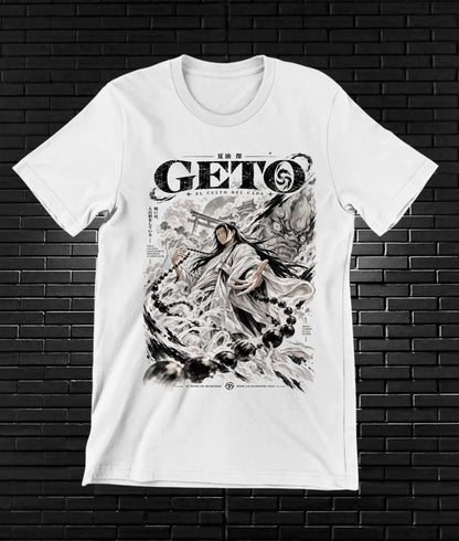 Camiseta Jujutsu Kaisen Geto – CAMINE – Diseño BAREN – Blanco