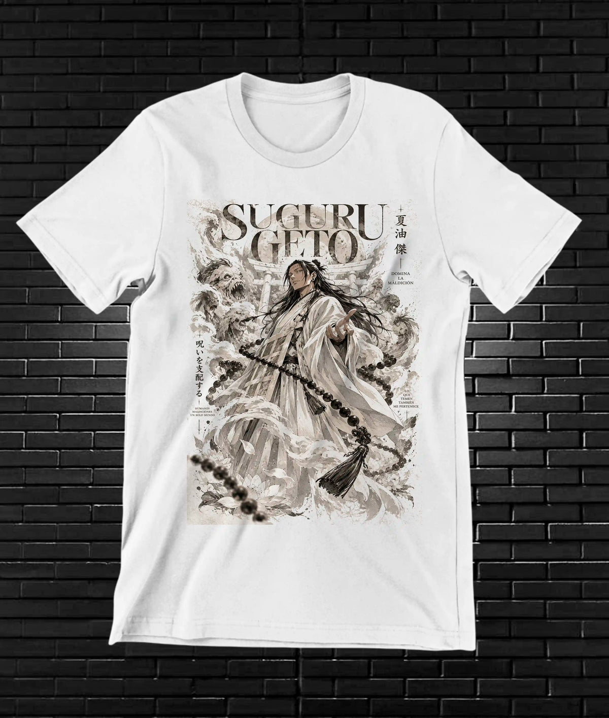 Camiseta Jujutsu Kaisen Geto – CAMINE – Diseño CAVOX – Blanco