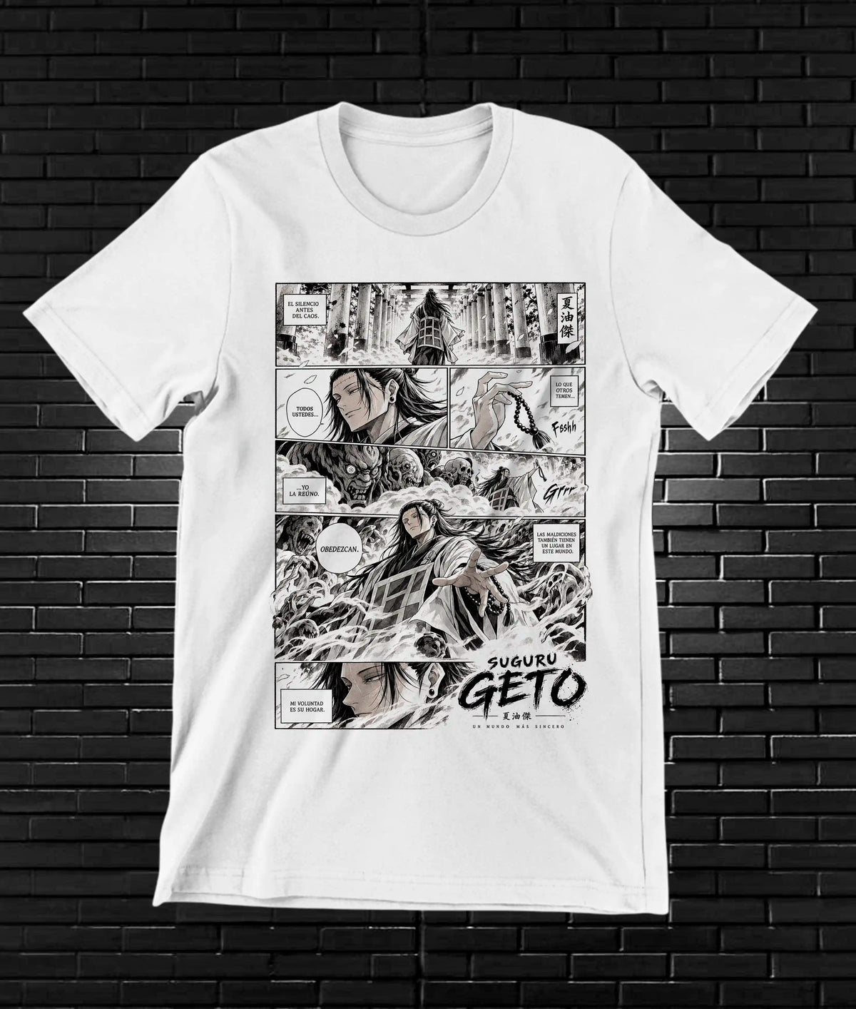 Camiseta Jujutsu Kaisen Geto – CAMINE – Diseño NIVRA – Blanco