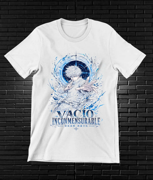 Camiseta Jujutsu Kaisen – Gojo · Vacío inconmensurable · Blanca