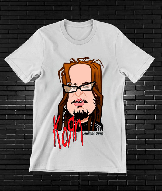 Camiseta Korn – Caricatura del vocalista · Blanca