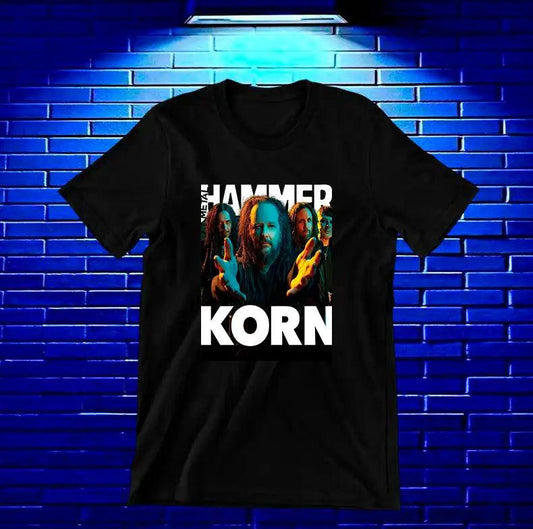 Camiseta Korn – Cartel Hammer · retrato a color · Negra