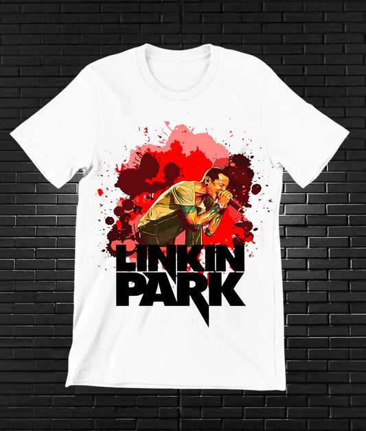 Camiseta Linkin Park – Soldado sobre fondo rojo · Blanca
