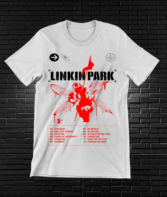 Camiseta Linkin Park – Hybrid Theory · soldado rojo · Blanca