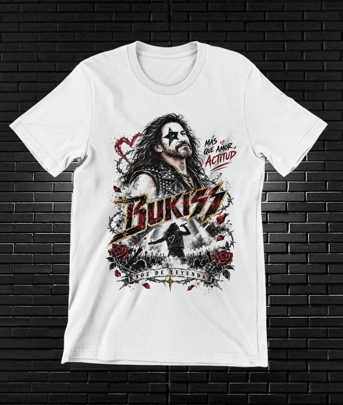 Camiseta Los Bukis – BAMOR – Diseño BAREN – Blanco