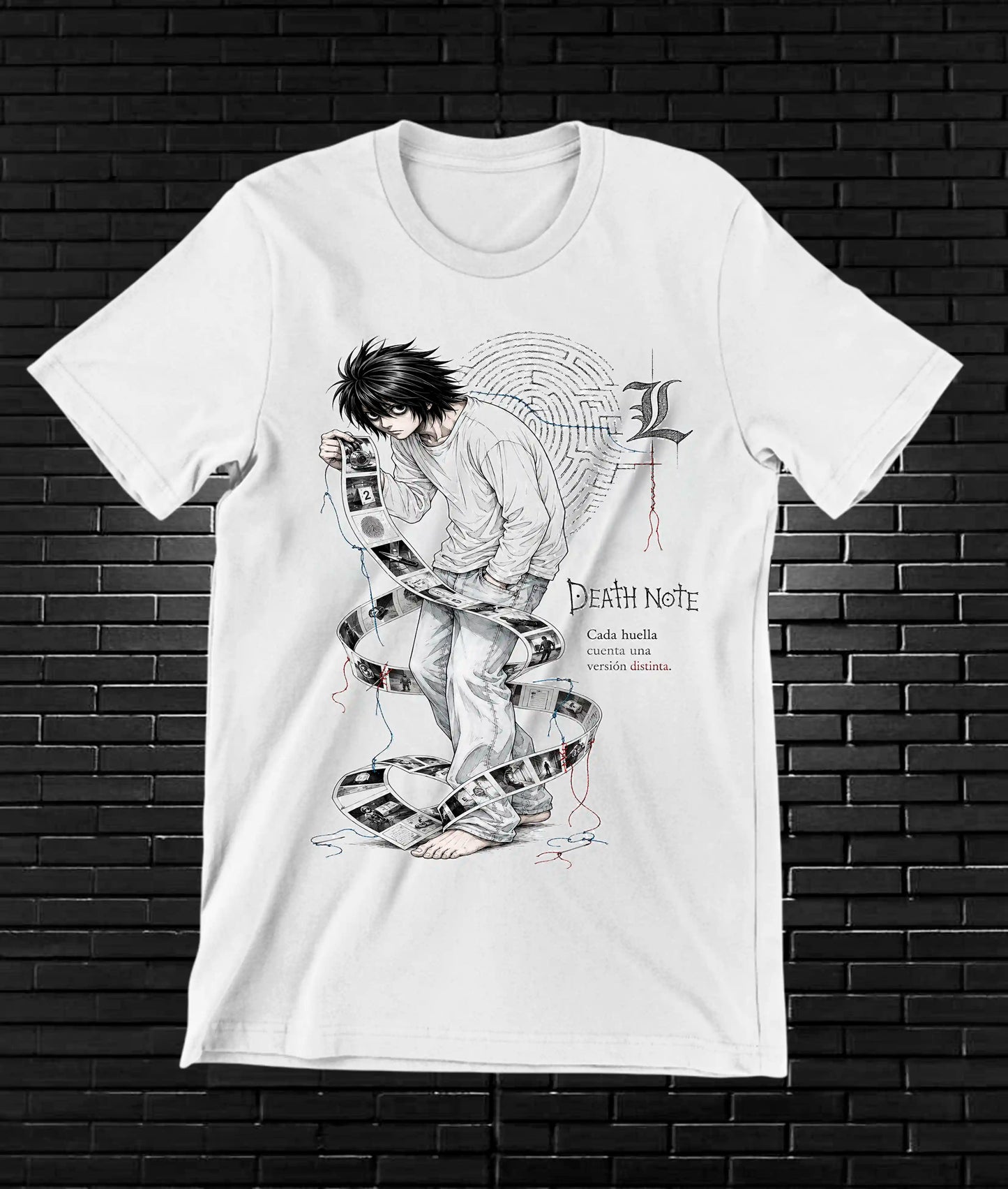 Camiseta Death Note L diseño Banix color blanco