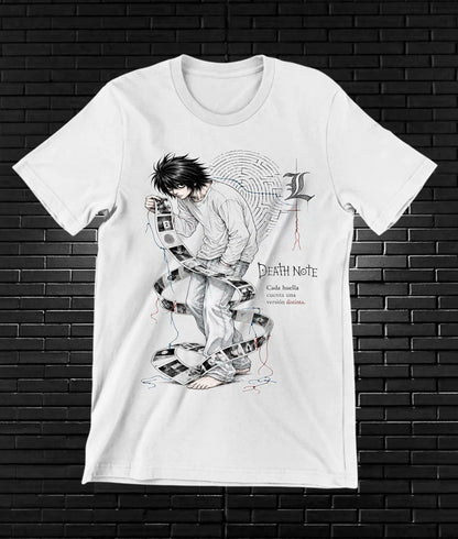 Camiseta Death Note L diseño Banix color blanco