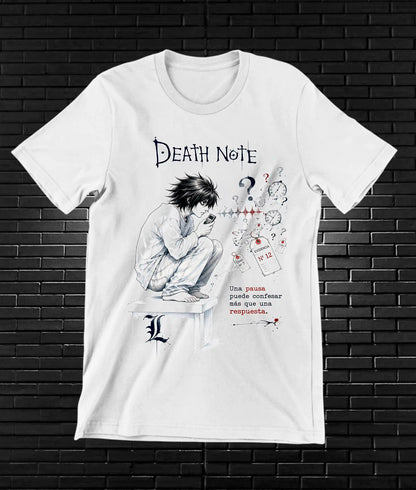 Camiseta Death Note L diseño Cavox color blanco