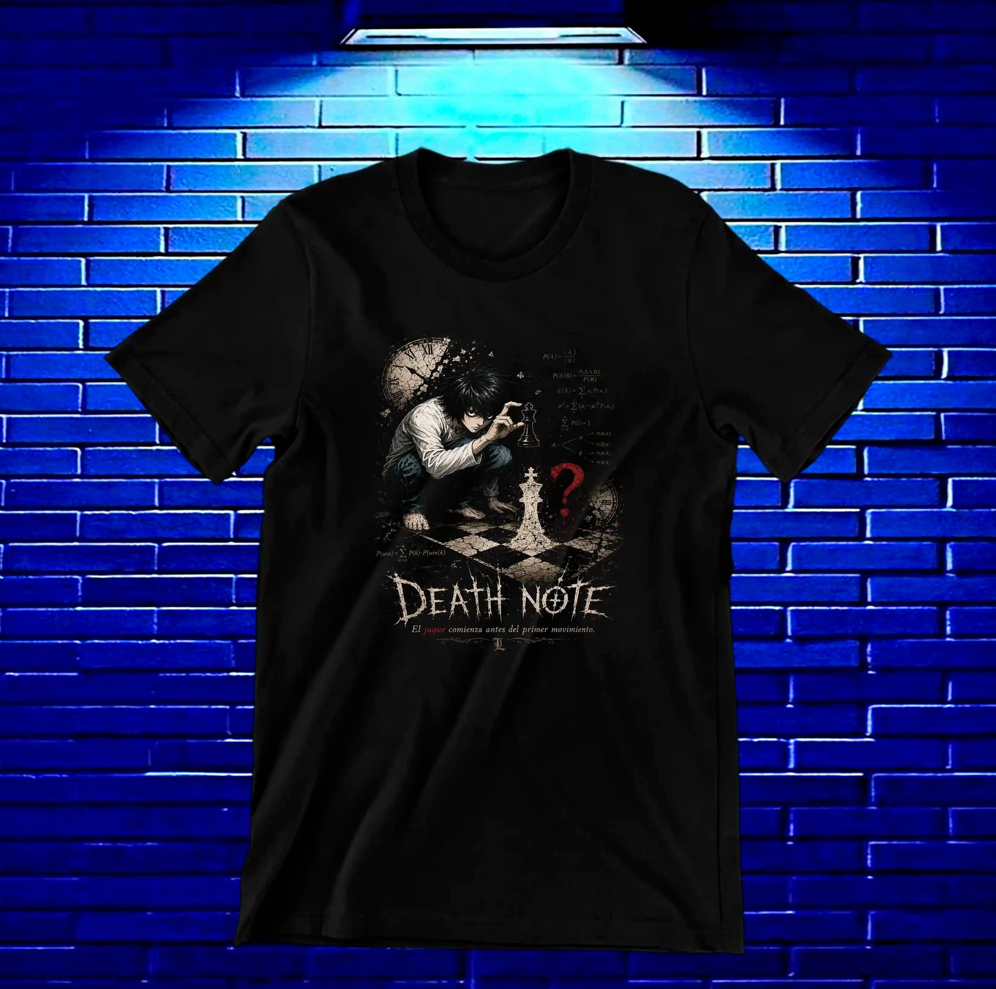 Camiseta Death Note L diseño Meron color negro