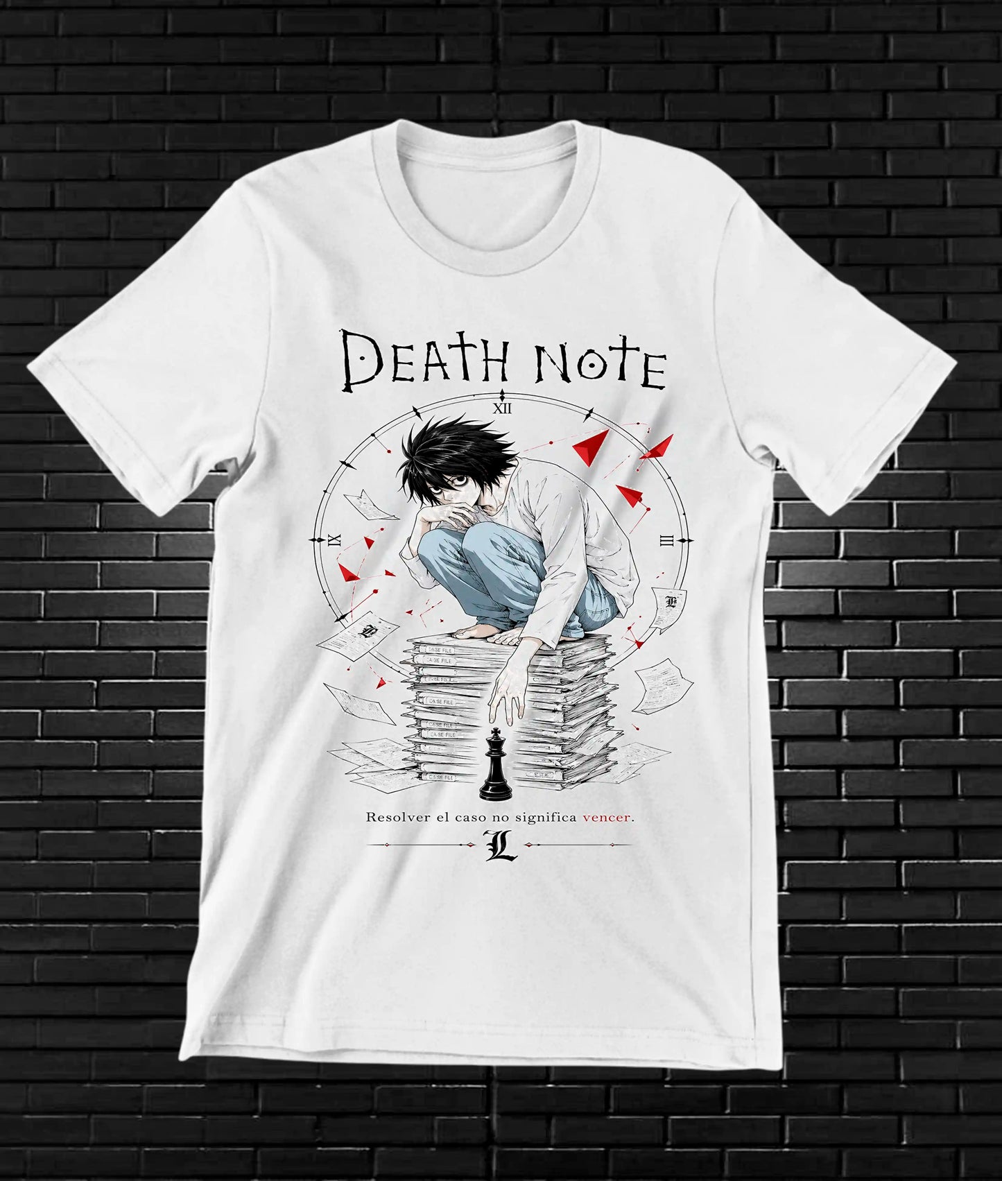 Camiseta Death Note L diseño Nivra color blanco
