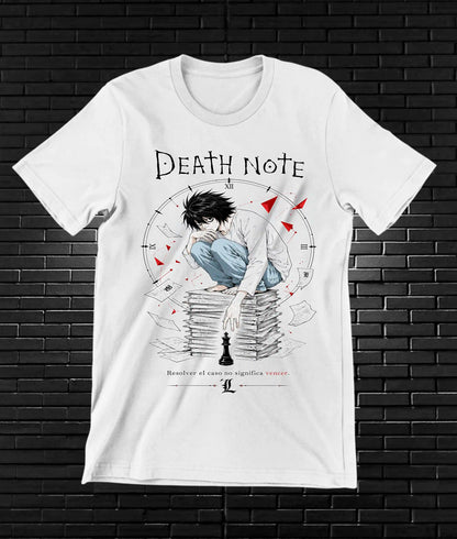 Camiseta Death Note L diseño Nivra color blanco