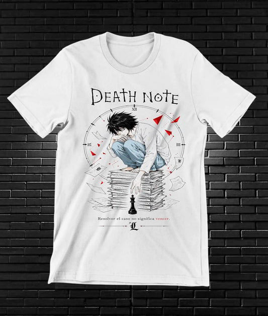 Camiseta Death Note L diseño Nivra color blanco