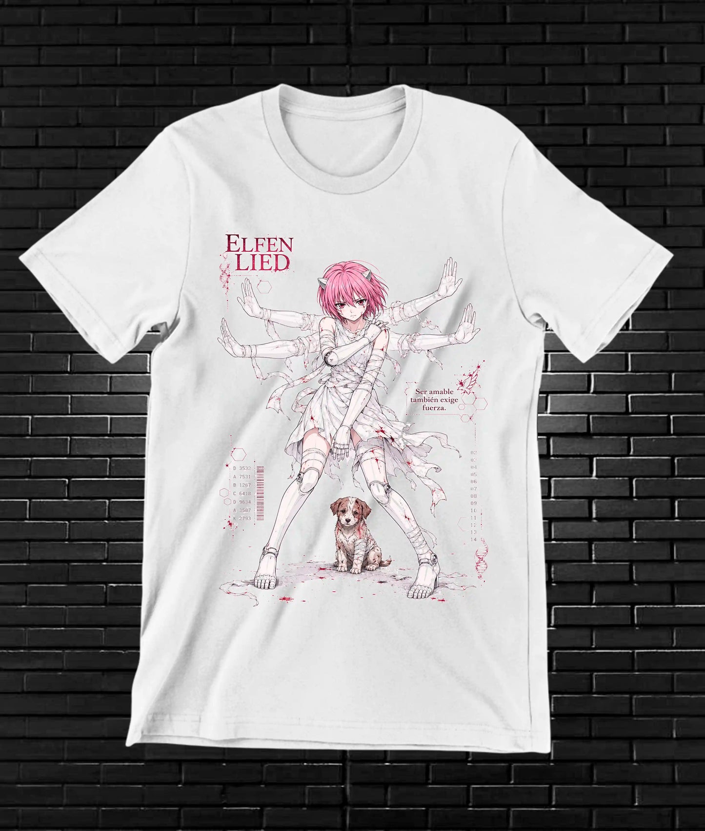 Camiseta Elfen Lied diseño Banix color blanco