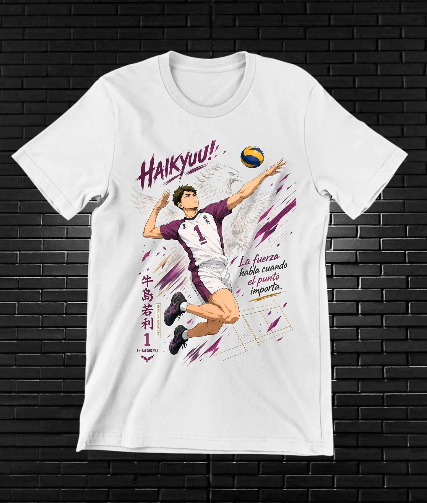 Camiseta Haikyuu diseño Banix color blanco