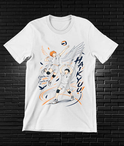 Camiseta Haikyuu diseño Baren color blanco