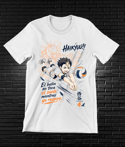Camiseta Haikyuu diseño Nivra color blanco