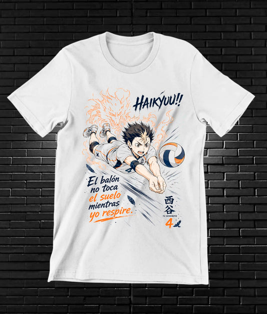 Camiseta Haikyuu diseño Nivra color blanco
