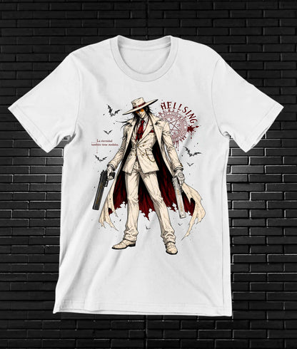 Camiseta Hellsing diseño Baren color blanco