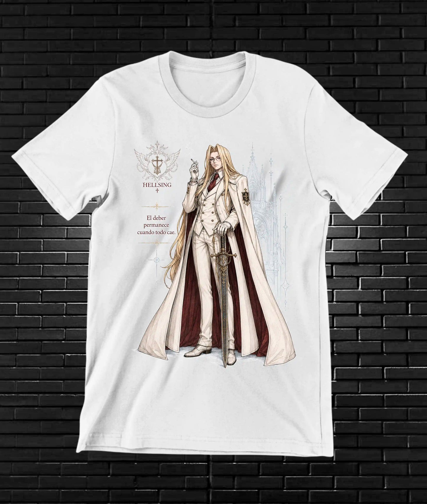 Camiseta Hellsing diseño Meron color blanco