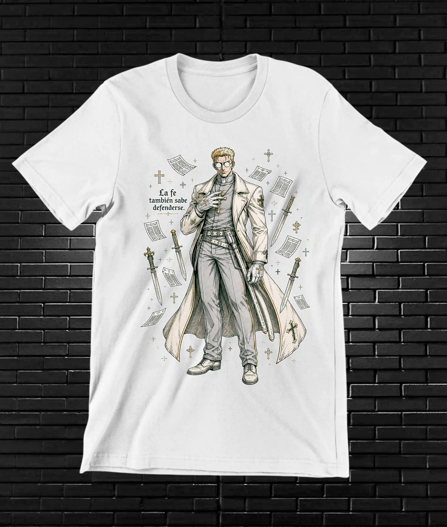Camiseta Hellsing diseño Nivra color blanco