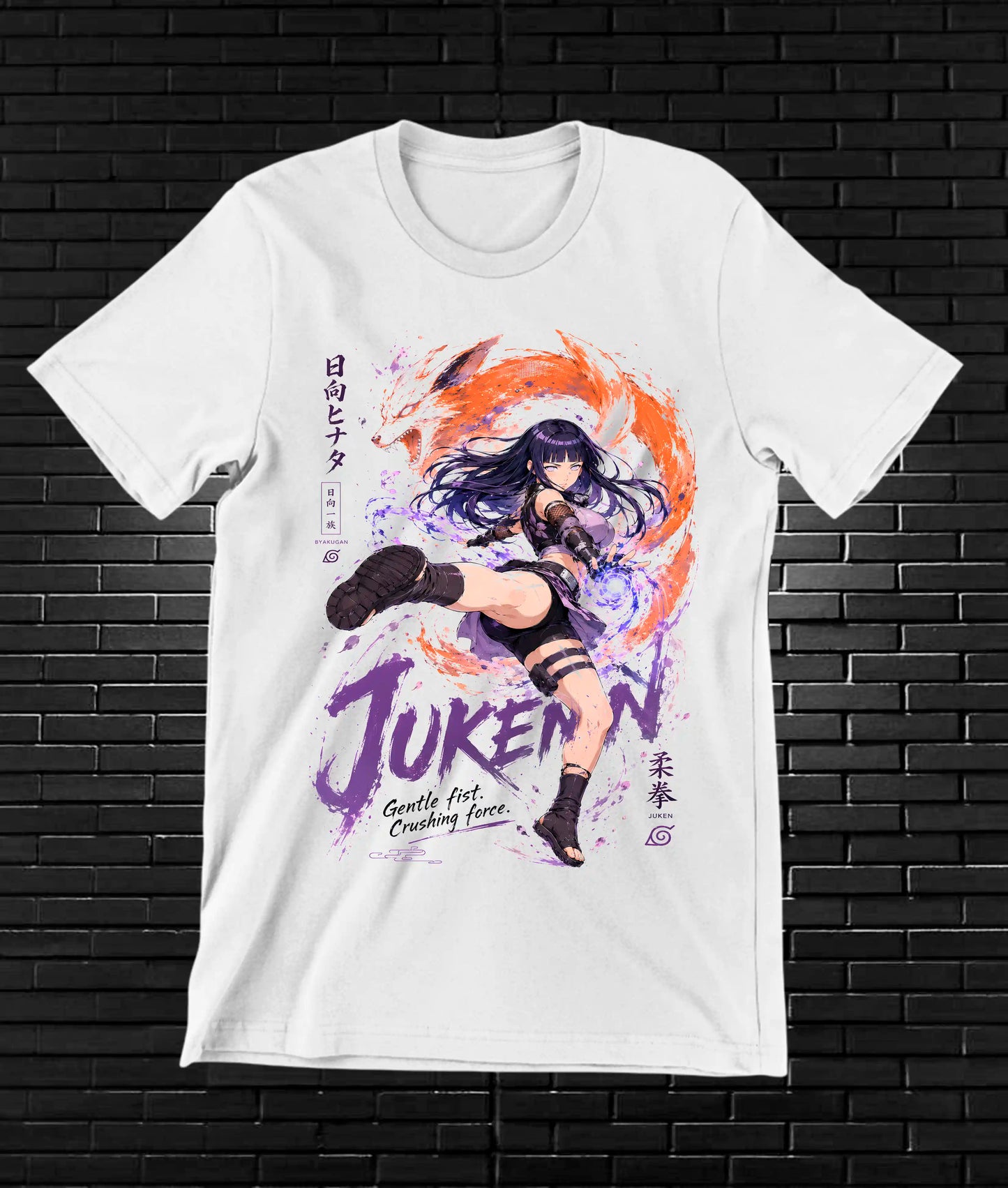 Camiseta Naruto Hinata BAKEN diseño BANIX blanco