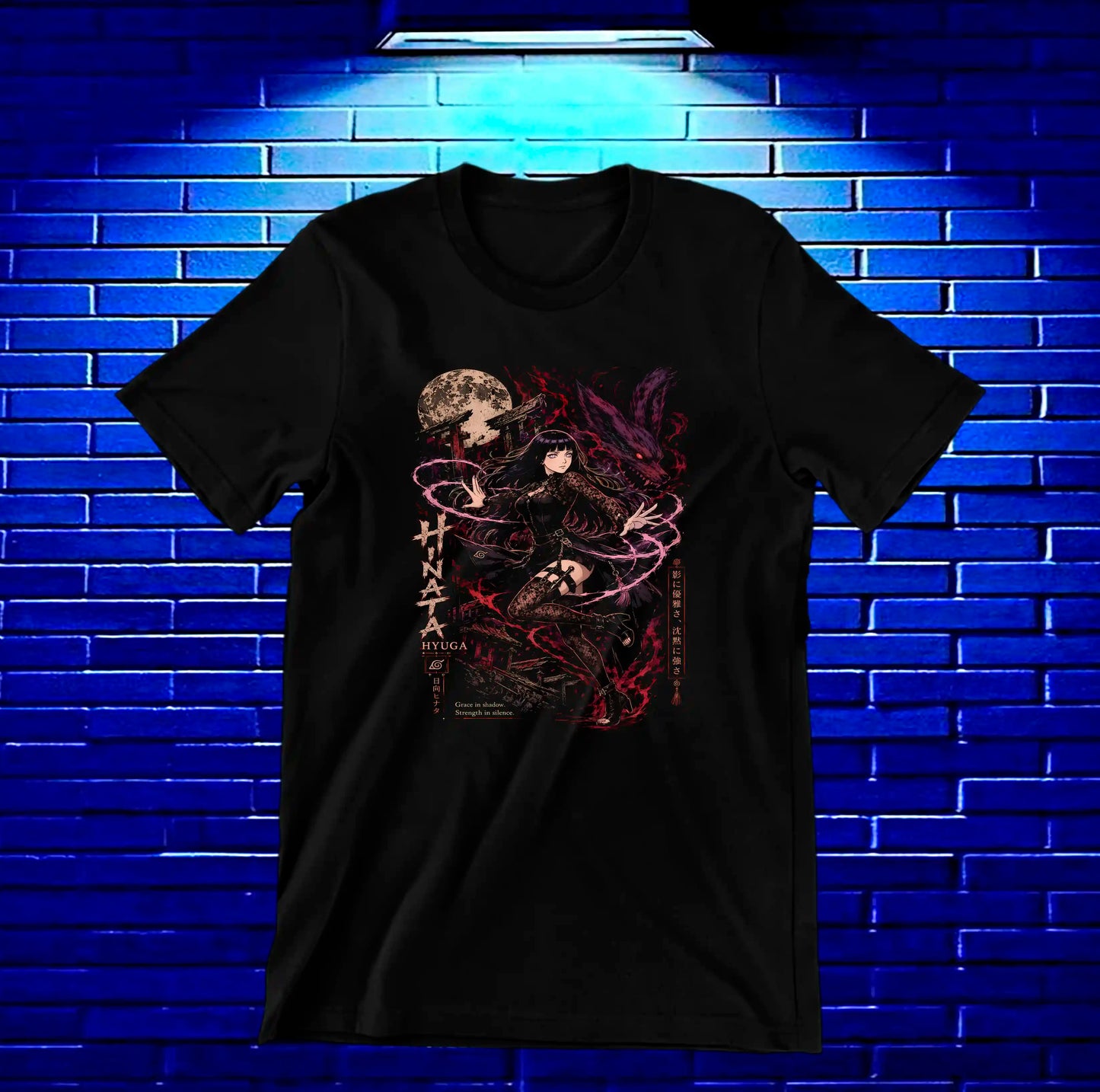 Camiseta Naruto Hinata BAKEN diseño CAVOX negro