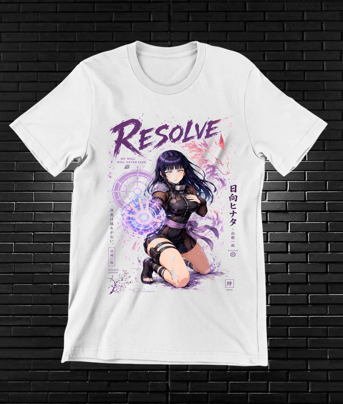 Camiseta Naruto Hinata BAKEN diseño MERON blanco